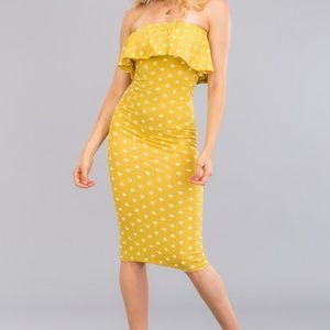 Mustard Polka Dot Tube Dress